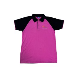 Designed in pink and black, customized short-sleeved horn sleeve polo shirt, 100% polyester, men's polo shirt manufacturer, Kai Shing Park Island Blue Club, double-layer shirt legs, double-layer cuffs P1567 Designed in pink and black, customized short-sleeved horn sleeve polo shirt, 100% polyester, men's polo shirt manufacturer, Kai Shing Park Island Blue Club, double-layer shirt legs, double-layer cuffs P1567